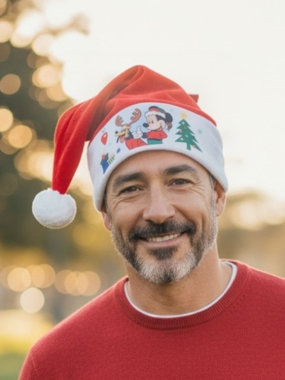 Disney Festive Red Santa Hat with Mickey and Pluto